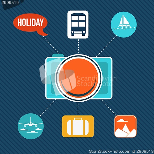 Image of Set of flat design concept icons for holiday and travel