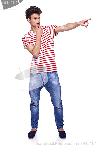 Image of Young man pointing