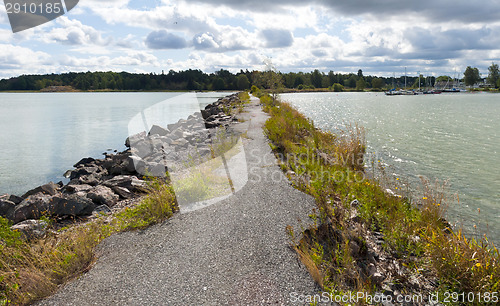 Image of Breakwater, path and sea