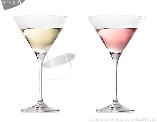 Image of two various glasses of martini