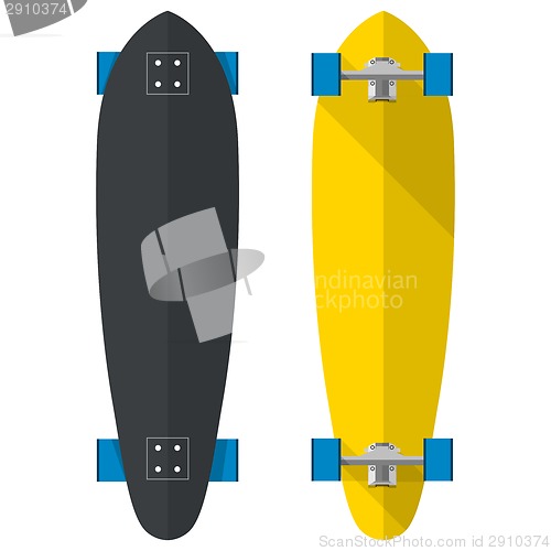Image of Flat vector illustration of oval longboards