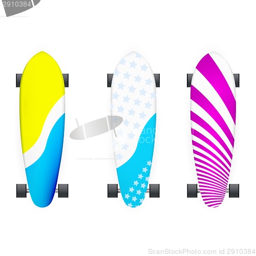 Image of Vector illustration of colored longboards