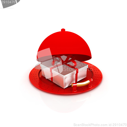 Image of Illustration of a luxury gift on restaurant cloche