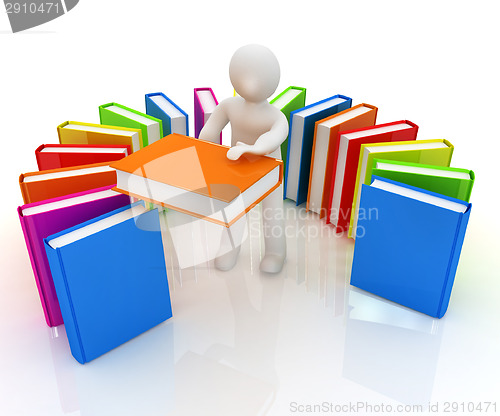 Image of 3d white man with and books 