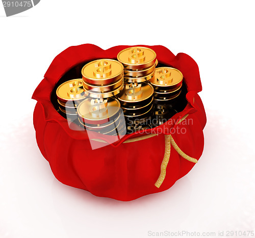 Image of Bag and dollar coins 