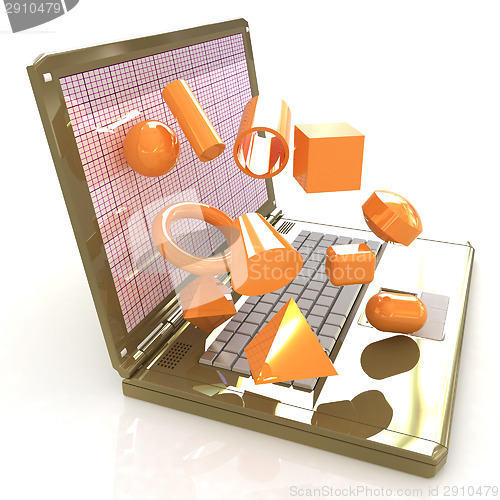 Image of Powerful laptop specially for 3d graphics and software 