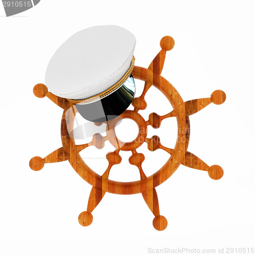 Image of Marine cap on wood marine steering wheel 