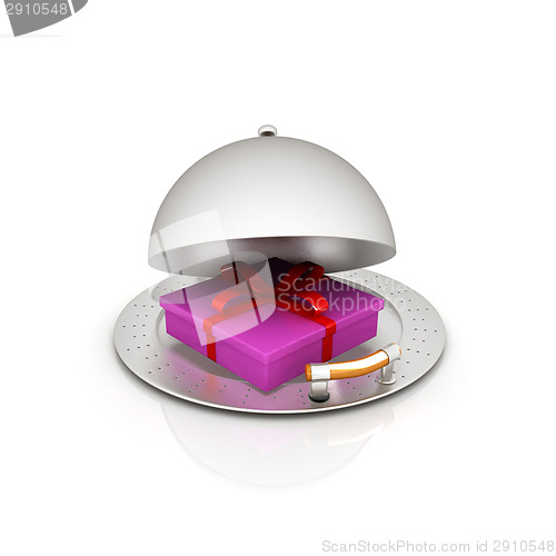 Image of Illustration of a luxury gift on restaurant cloche