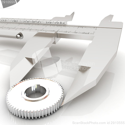 Image of Vernier caliper measures the cogwheel 