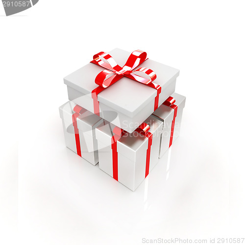 Image of Gifts with ribbon on a white background