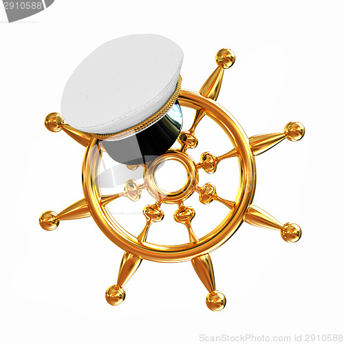 Image of Marine cap on gold marine steering wheel 