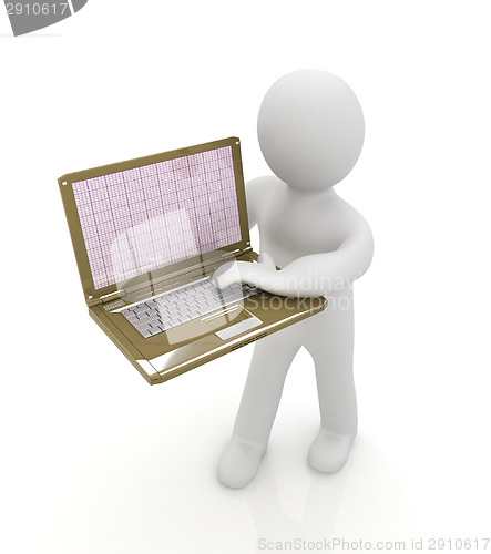 Image of 3d man with laptop 