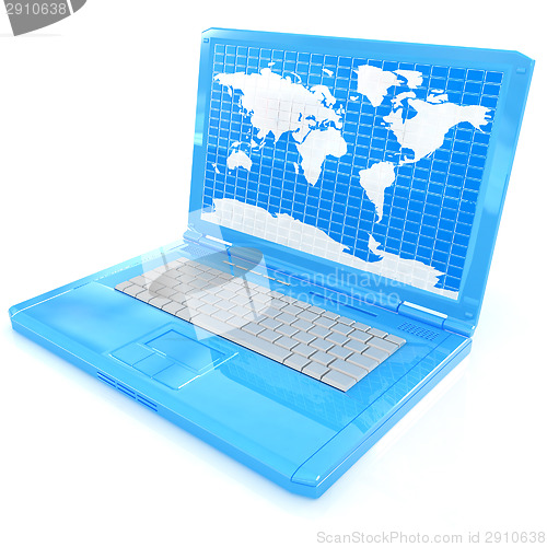 Image of Laptop with world map on screen