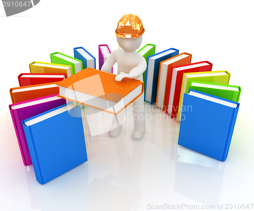 Image of 3d white man in a hard hat with best technical literature 