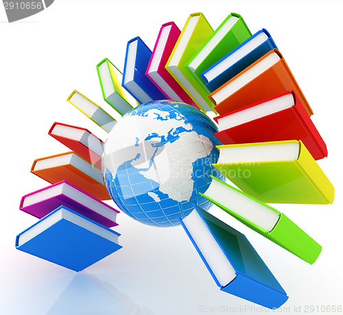 Image of Colorful books like the rainbow and earth 