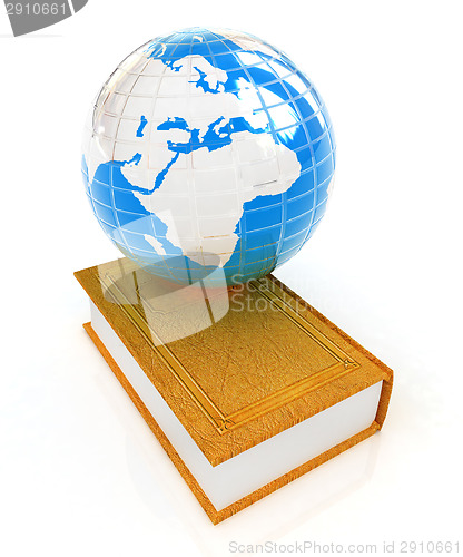 Image of leather book and Earth
