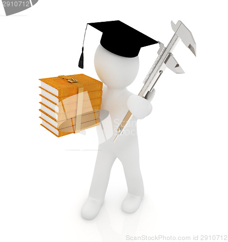 Image of 3d man in graduation hat with the best technical educational lit