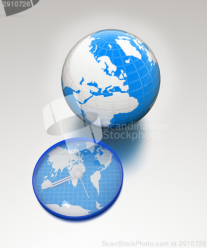 Image of Clock of world map and earth