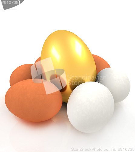 Image of Eggs and gold easter egg