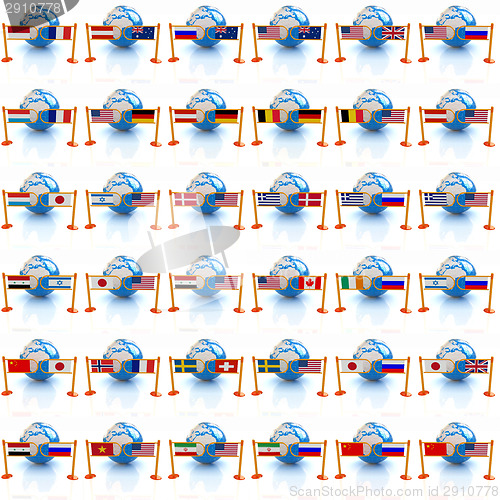 Image of Set of three-dimensional image of the flags of world