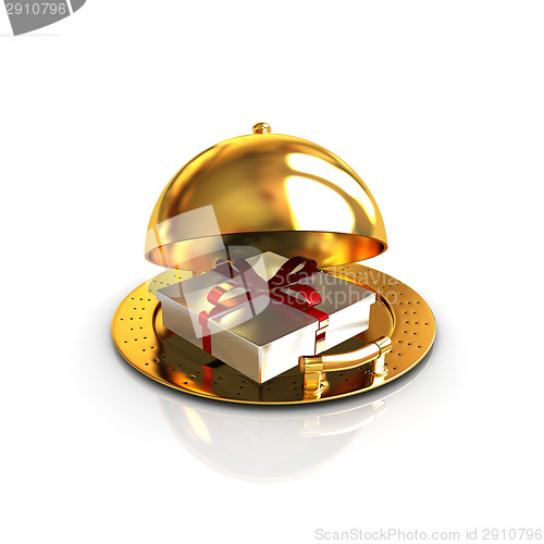 Image of Illustration of a luxury gift on restaurant cloche
