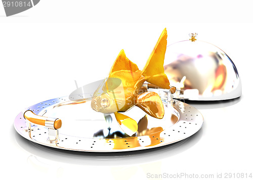 Image of Gold fish on a restaurant cloche