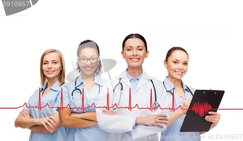 Image of team or group of female doctors and nurses