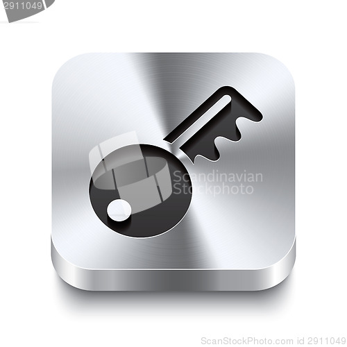 Image of Square metal button perspektive - key icon