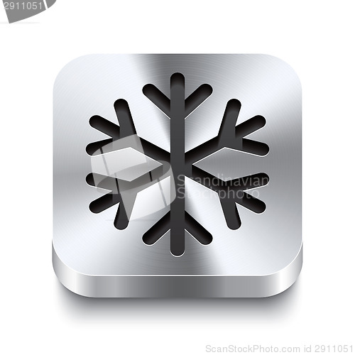 Image of Square metal button perspektive - snowflake icon