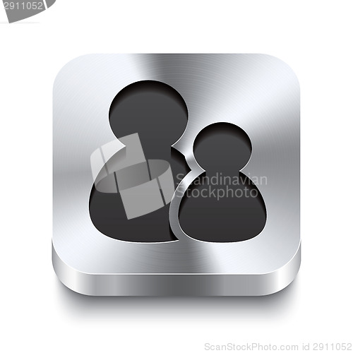 Image of Square metal button perspektive - users icon
