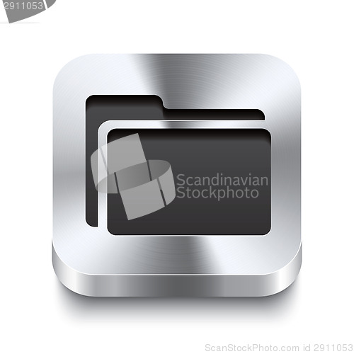 Image of Square metal button perspektive - folder icon