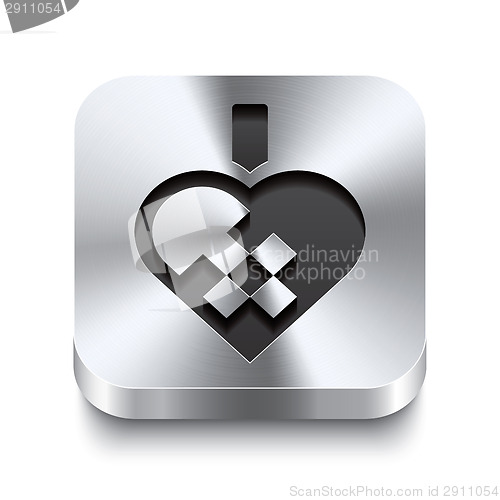 Image of Square metal button perspektive - braided christmas heart icon