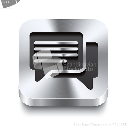 Image of Square metal button perspektive - speech bubbles icon