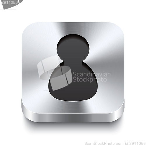 Image of Square metal button perspektive - user icon