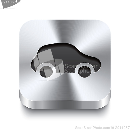 Image of Square metal button perspektive - car icon