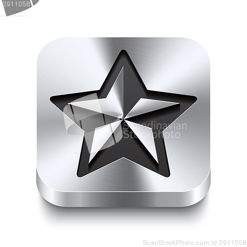 Image of Square metal button perspektive - christmas star icon
