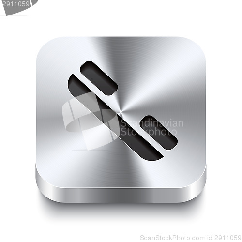 Image of Square metal button perspektive - telephone receiver icon