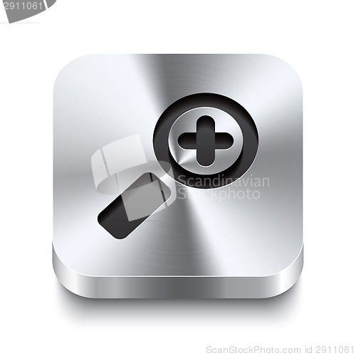 Image of Square metal button perspektive - zoom in icon