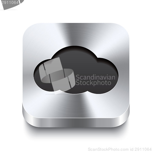 Image of Square metal button perspektive - cloud icon