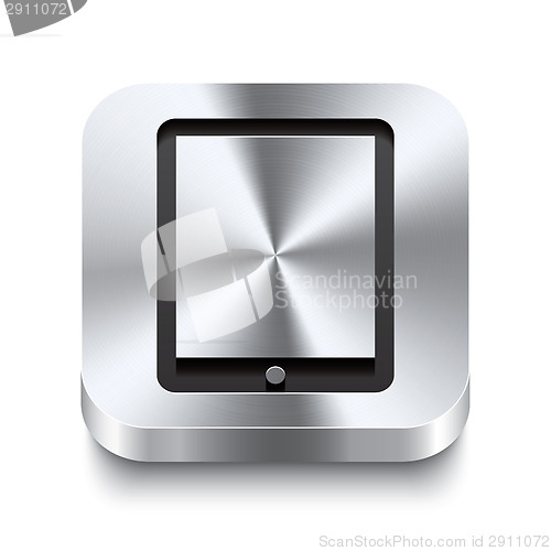 Image of Square metal button perspektive - tablet icon