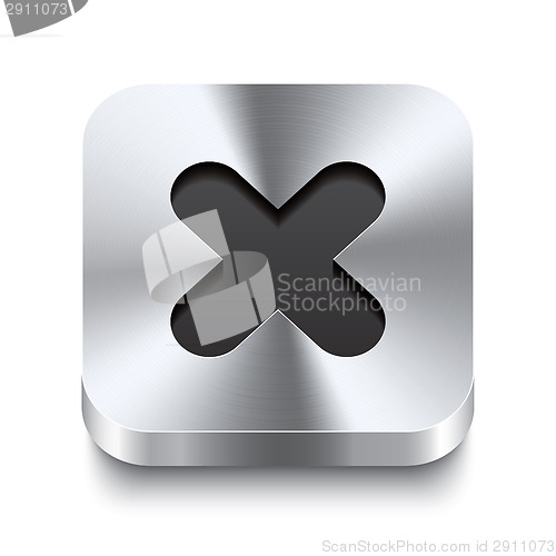 Image of Square metal button perspektive - cancel icon