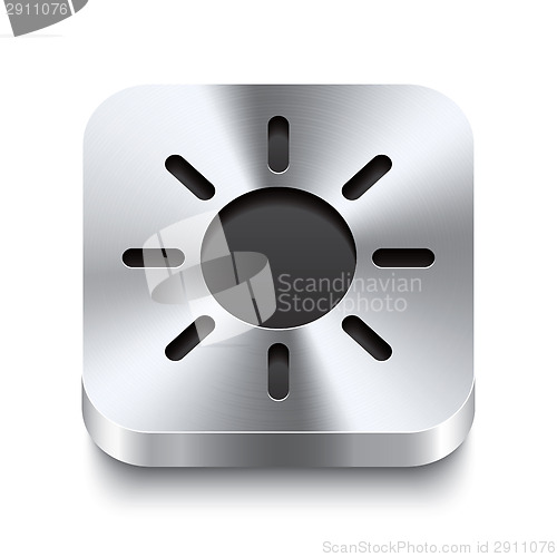 Image of Square metal button perspektive - sun icon