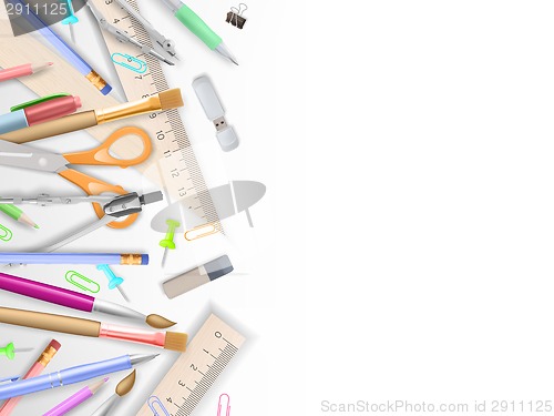 Image of School supplies on white with copyspace. EPS 10