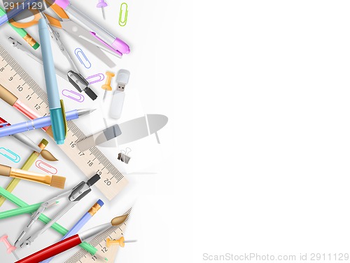 Image of School supplies on white with copyspace. EPS 10