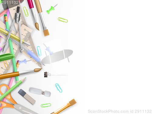 Image of School supplies on white with copyspace. EPS 10