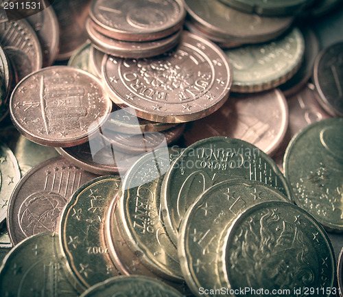 Image of Retro look Euro coins background