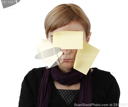 Image of Woman and post it