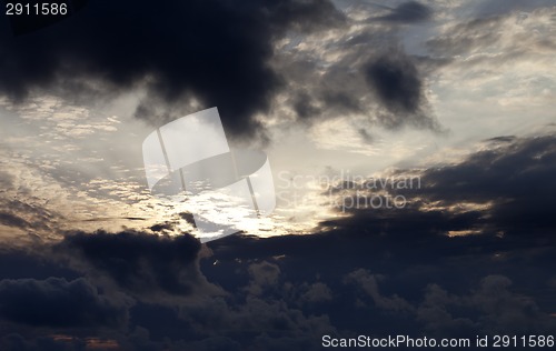 Image of Storm clouds on sky in evening