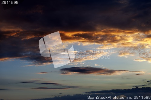 Image of Red sunset sky on summer sea