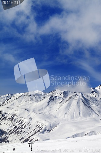 Image of Winter snowy mountains and ski slope